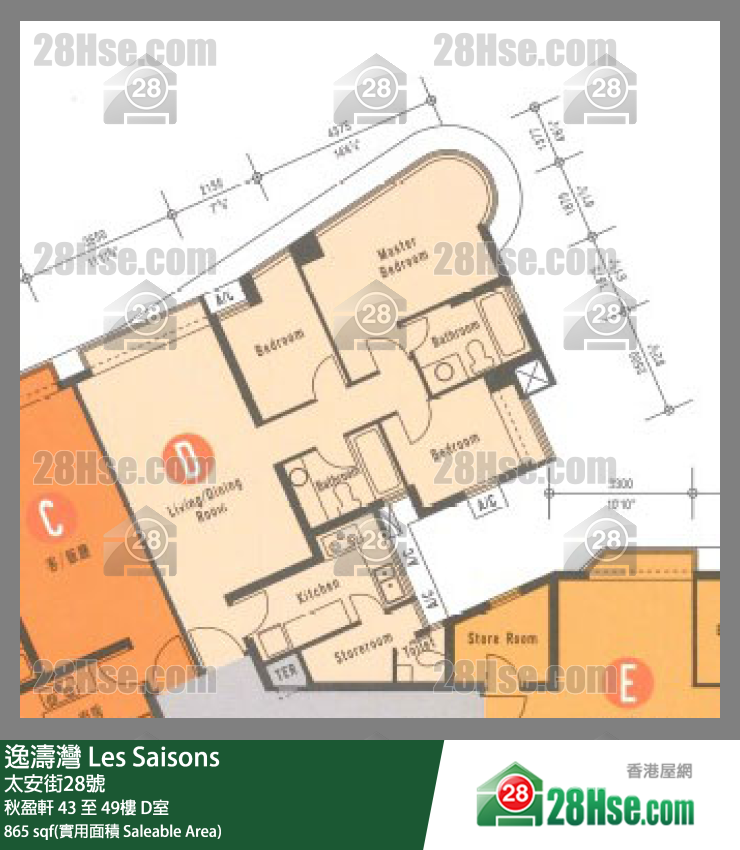 逸濤灣 秋盈軒 48樓 D室 平面圖