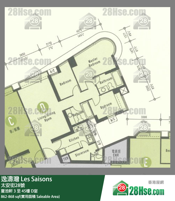 逸濤灣 夏池軒31樓 D室 平面圖