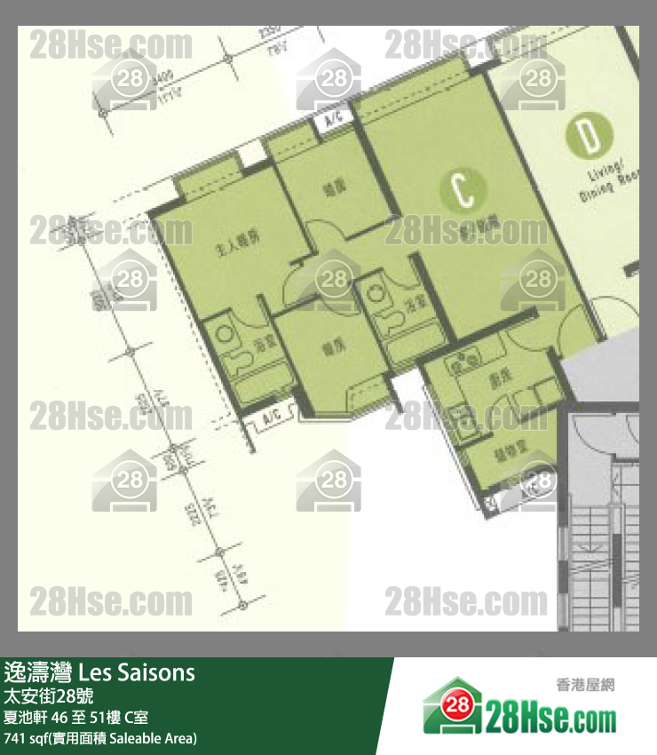 逸濤灣 夏池軒46樓 C室 平面圖