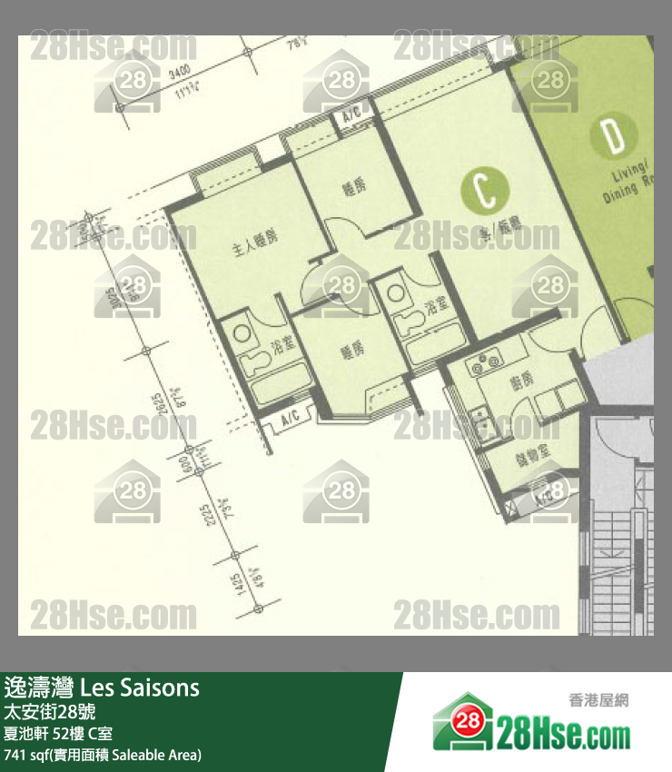 逸濤灣 夏池軒52樓 C室 平面圖