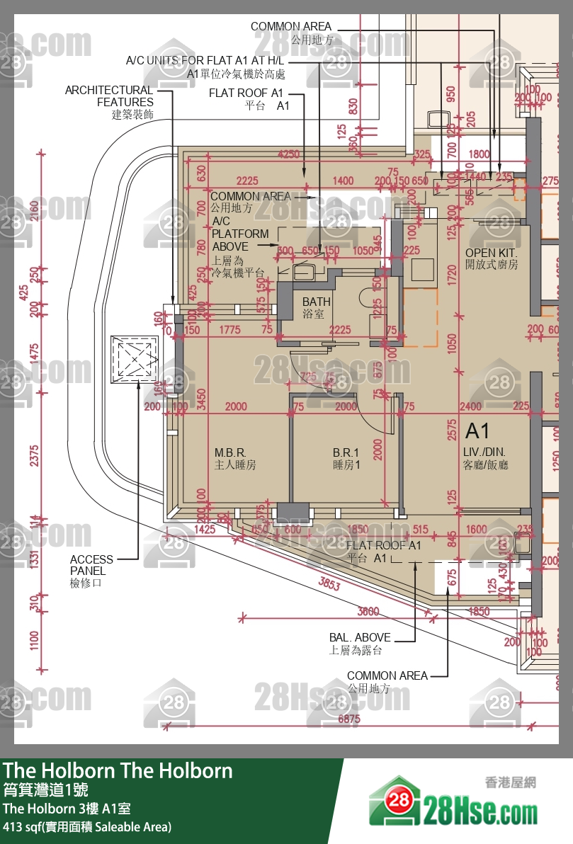 The Holborn The Holborn 3楼 A1室 平面图