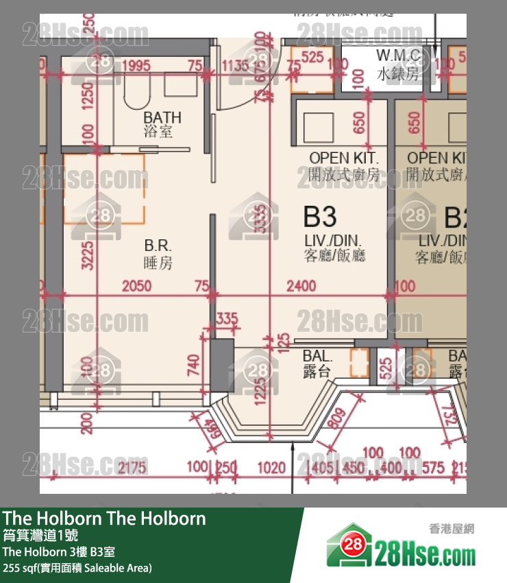 The Holborn The Holborn 3楼 B3室 平面图