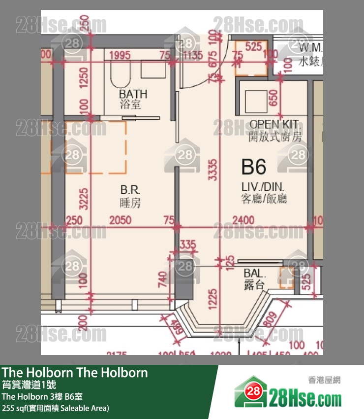 The Holborn The Holborn 3楼 B6室 平面图