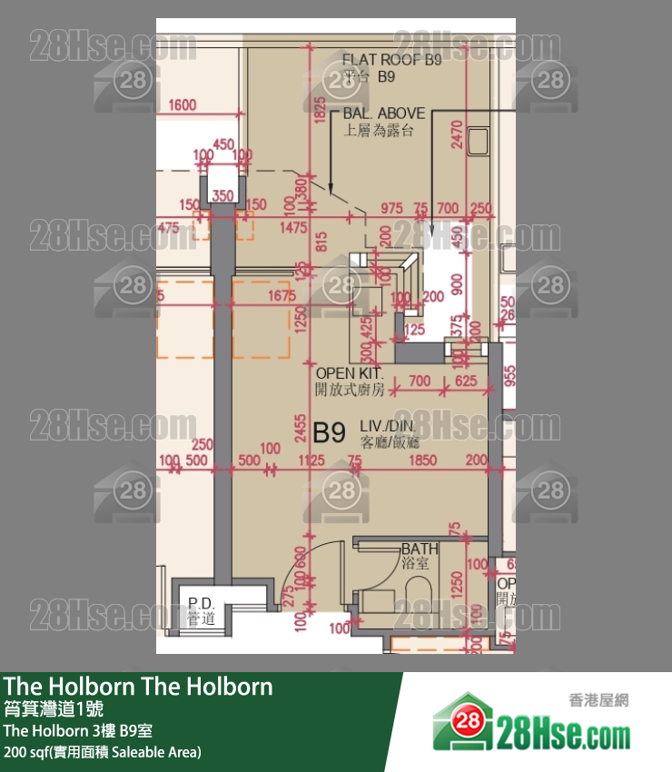The Holborn The Holborn 3楼 B9室 平面图
