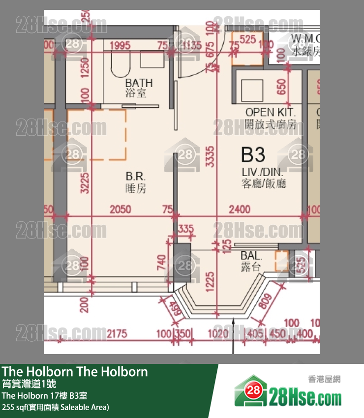 The Holborn The Holborn 17楼 B3室 平面图