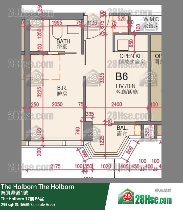 The Holborn The Holborn 17楼 B6室 平面图