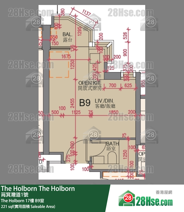The Holborn The Holborn 17楼 B9室 平面图