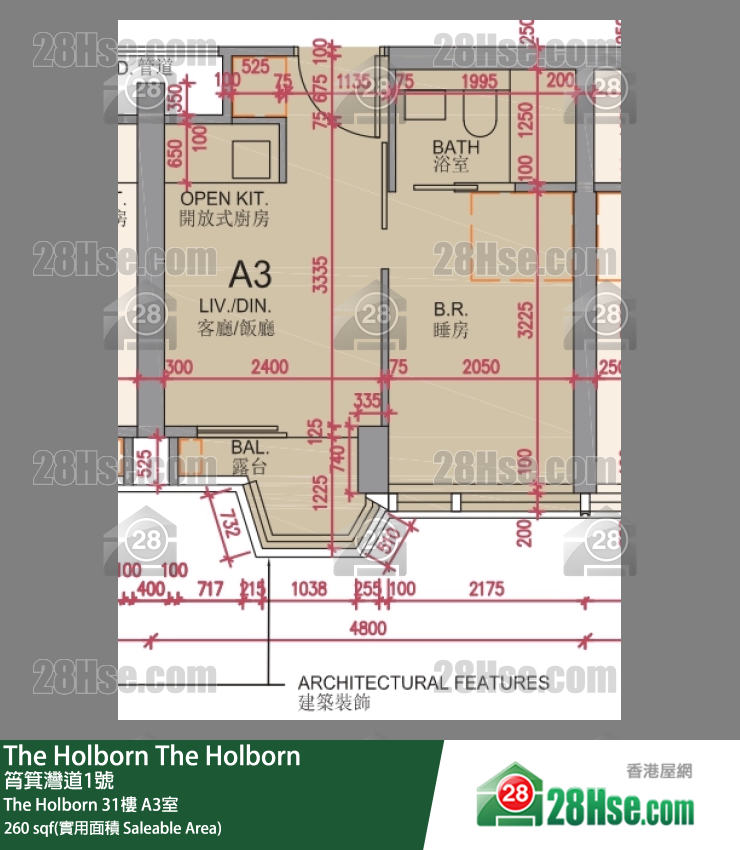 The Holborn The Holborn 31楼 A3室 平面图