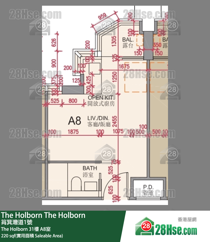 The Holborn The Holborn 31楼 A8室 平面图