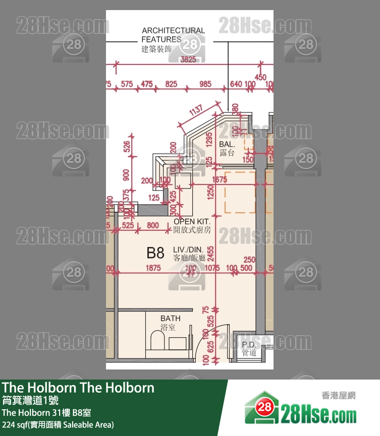 The Holborn The Holborn 31楼 B8室 平面图
