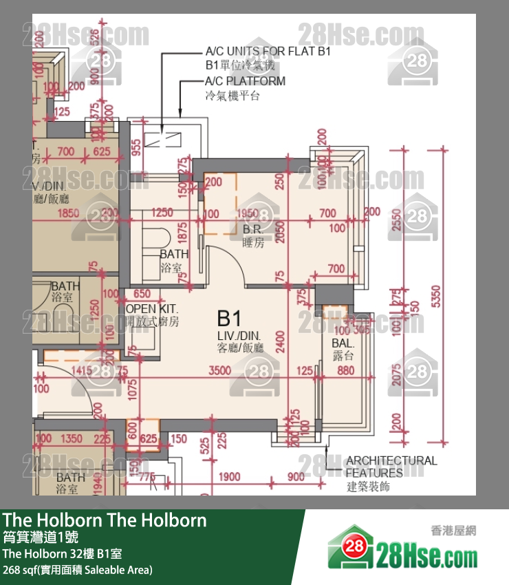 The Holborn The Holborn 32楼 B1室 平面图