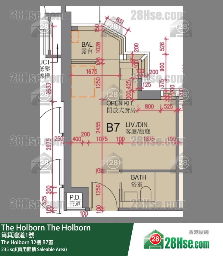 The Holborn The Holborn 32楼 B7室 平面图
