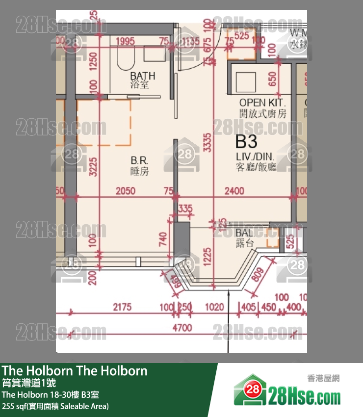 The Holborn The Holborn 20楼 B3室 平面图