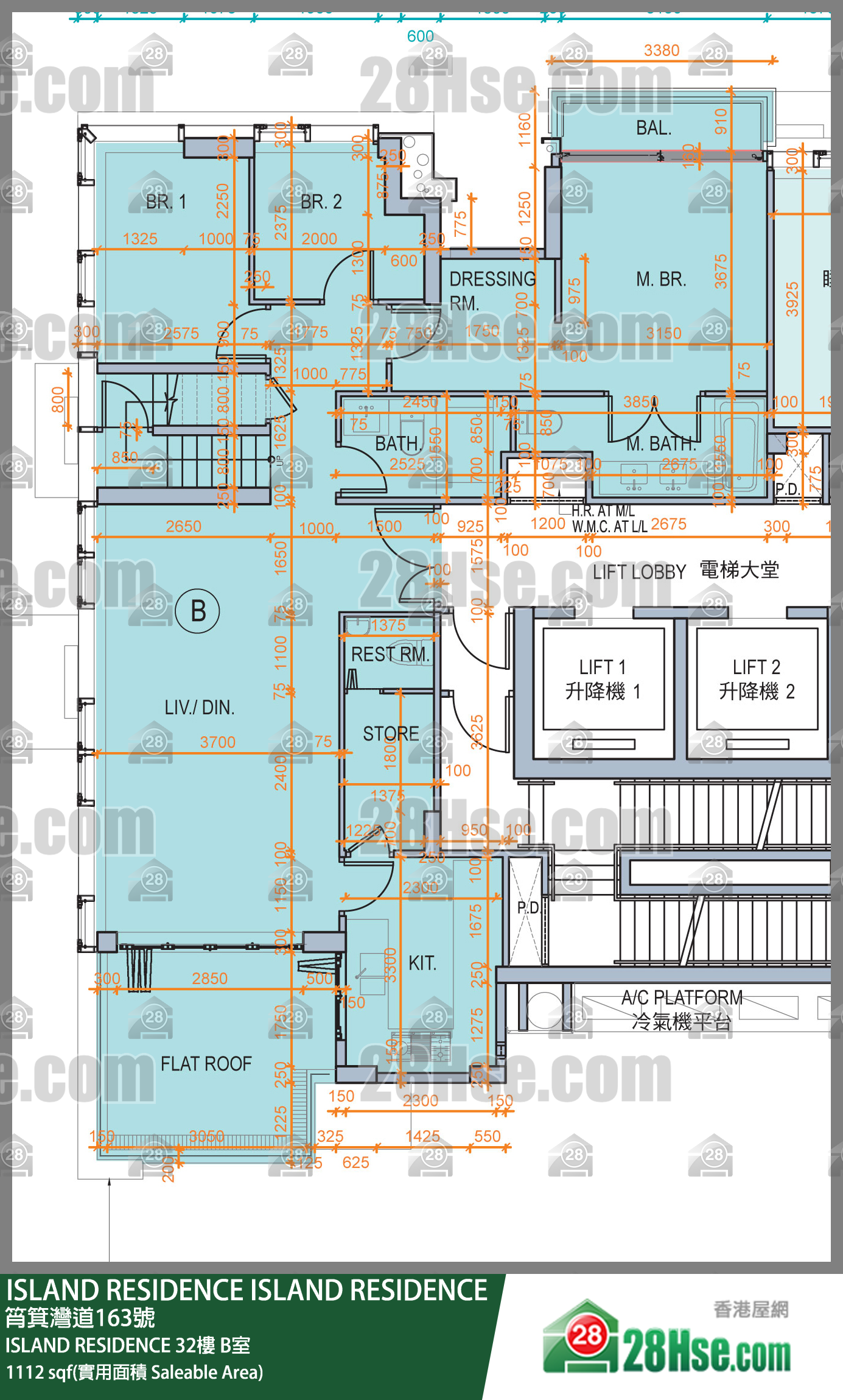 ISLAND RESIDENCE ISLAND RESIDENCE 32楼 B室 平面图