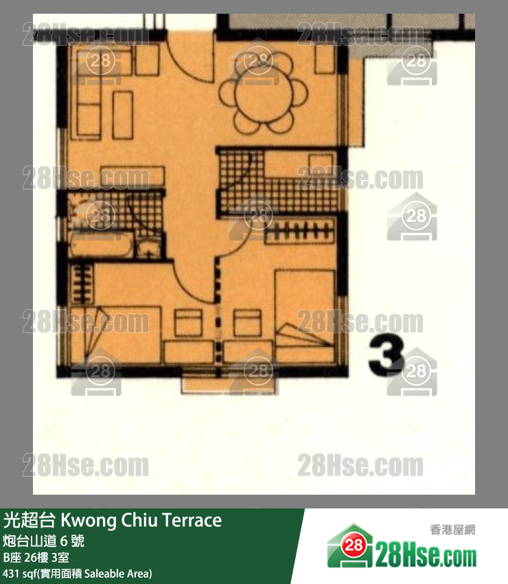 光超台 B座 26楼 3室 平面图