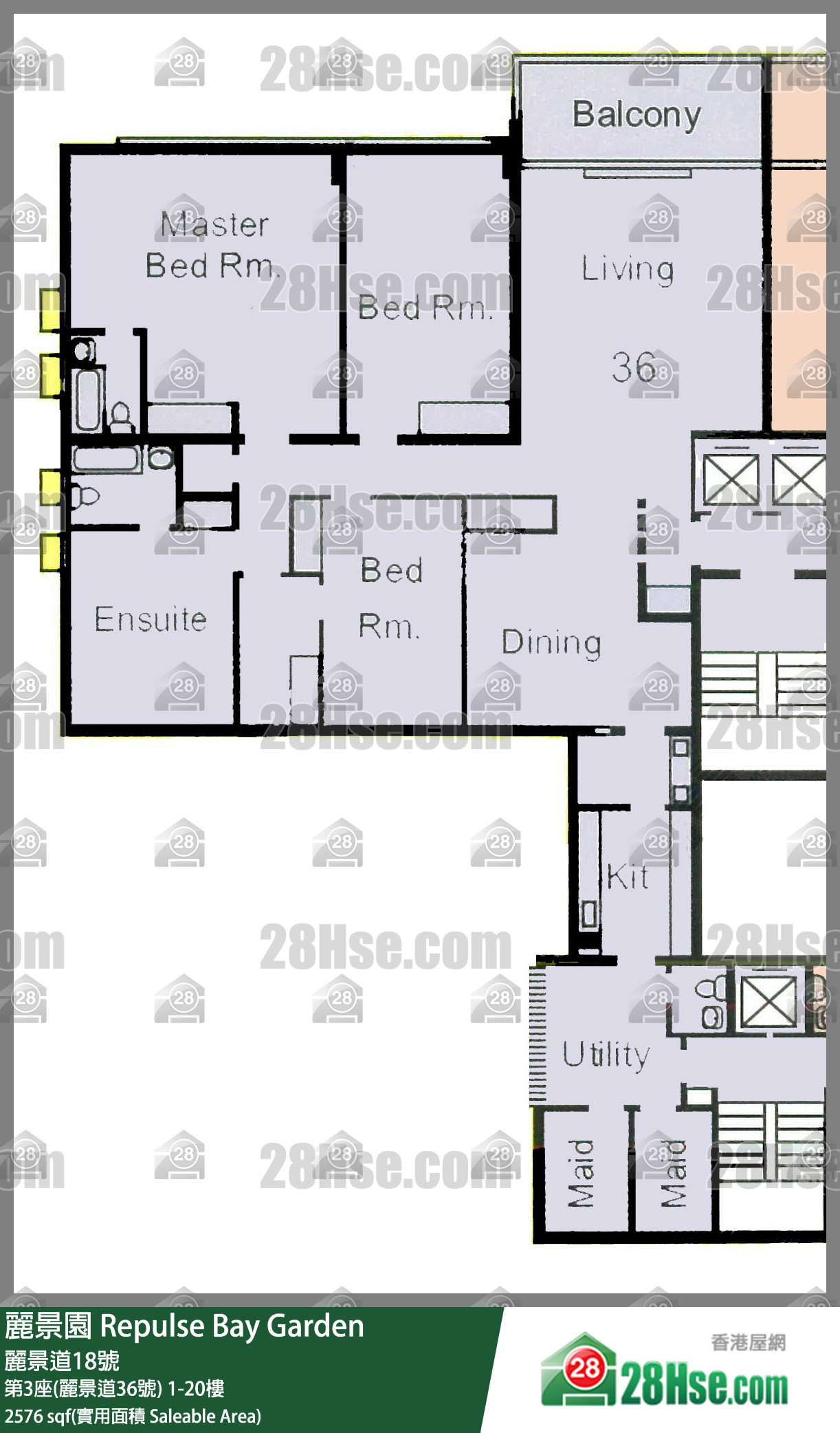 丽景园 第3座(丽景道36号)15楼 平面图