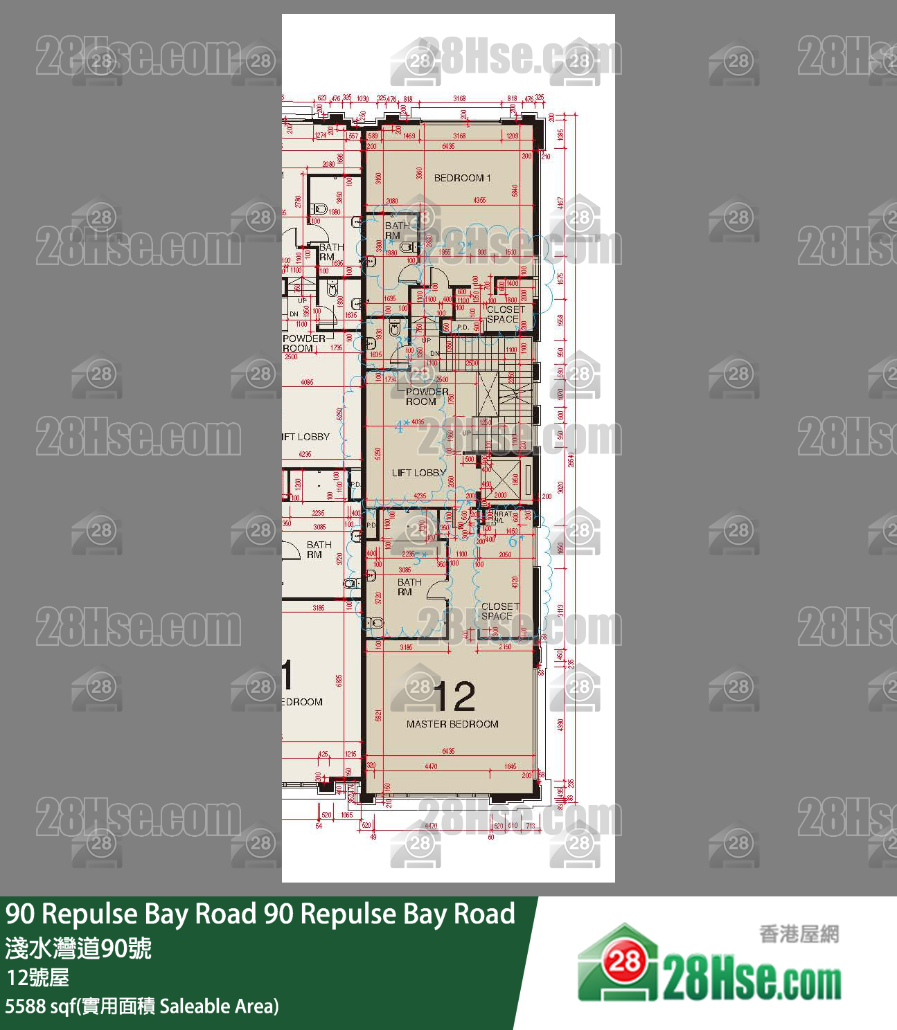 90 Repulse Bay Road 独立屋12号屋 平面图