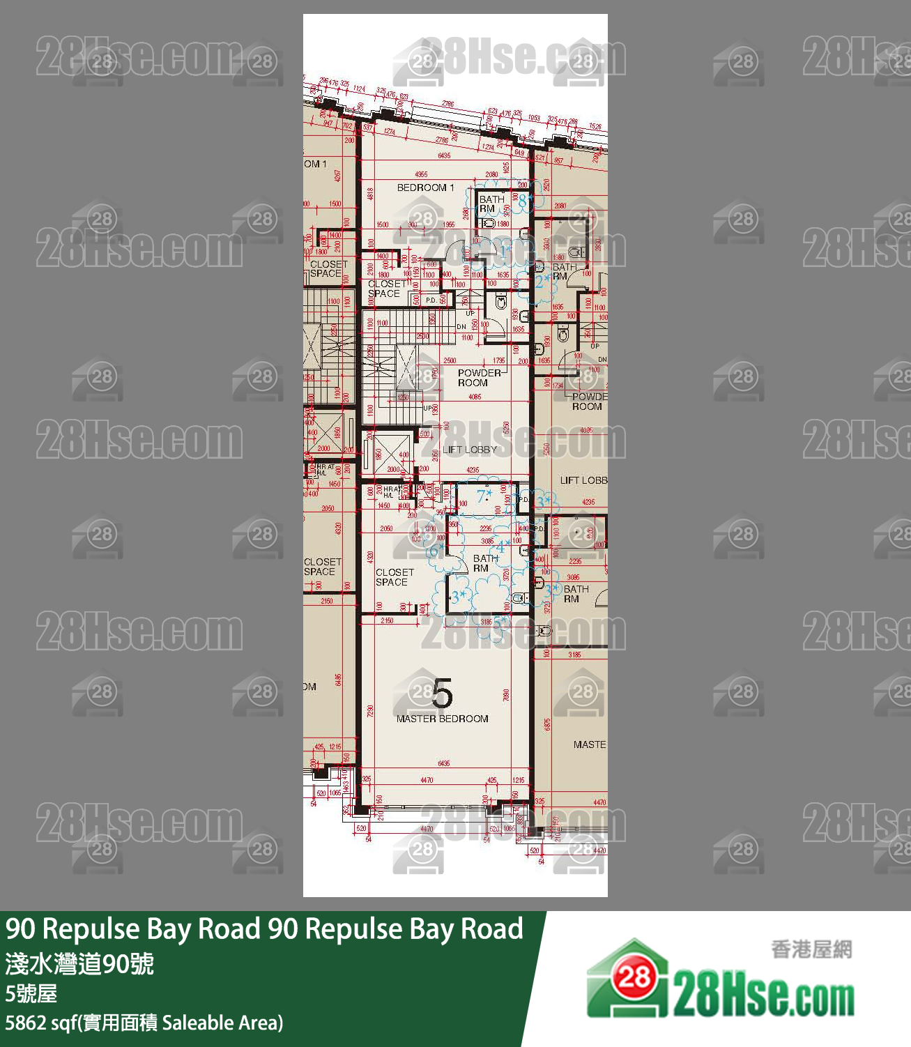 90 Repulse Bay Road 独立屋5号屋 平面图