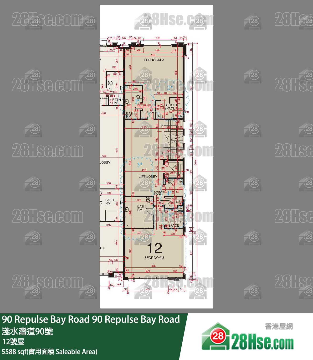 90 Repulse Bay Road 独立屋12号屋 平面图