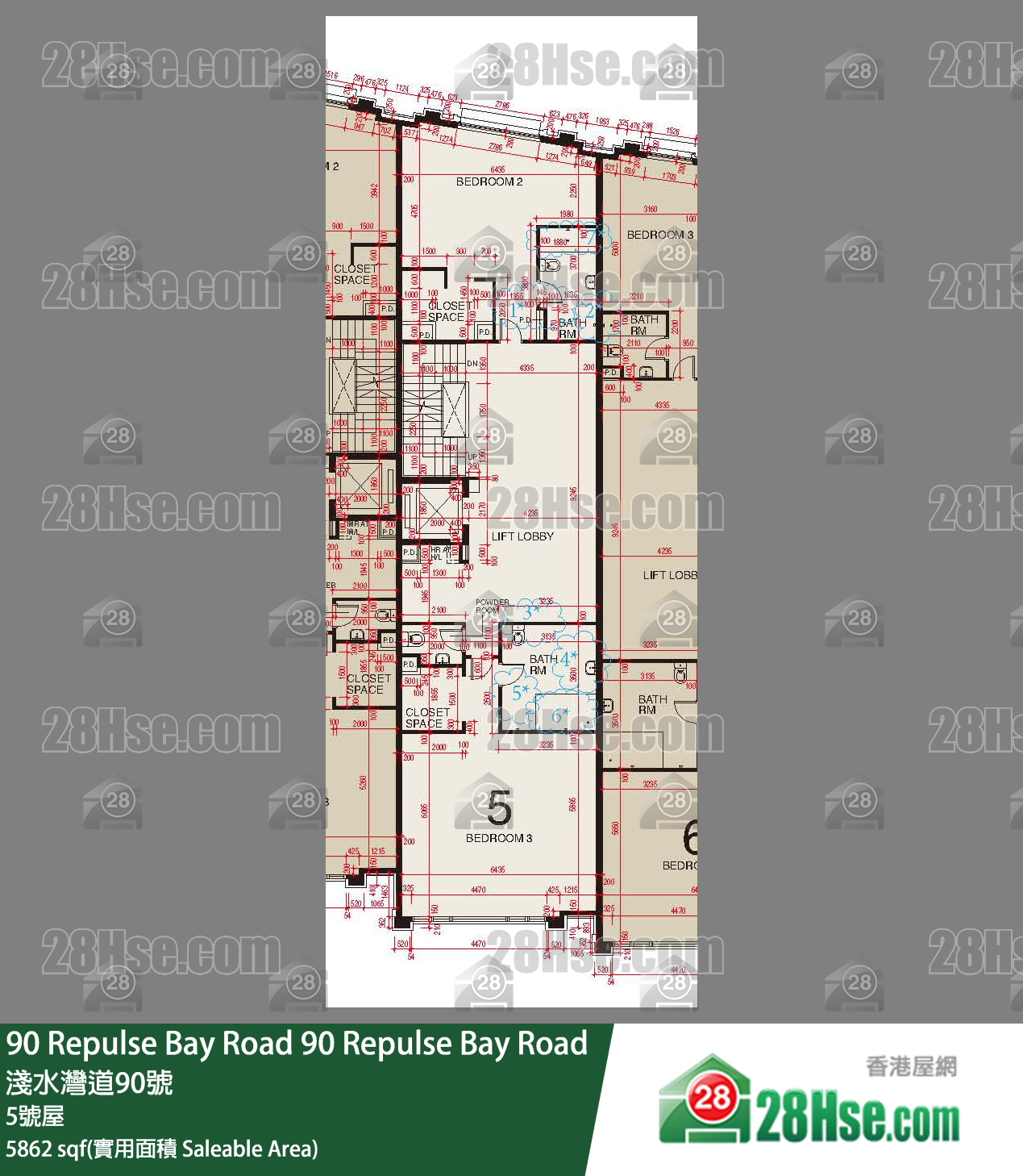 90 Repulse Bay Road 独立屋5号屋 平面图