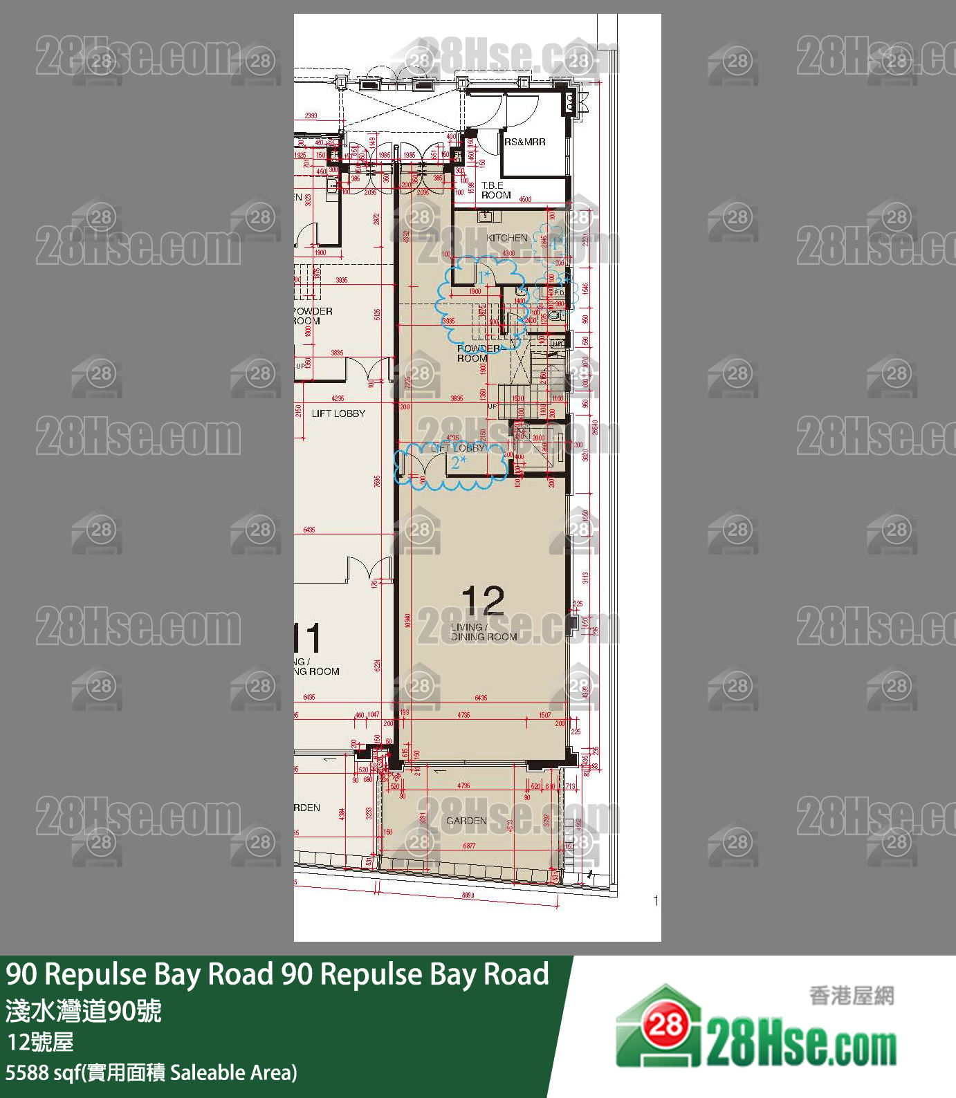 90 Repulse Bay Road 独立屋12号屋 平面图