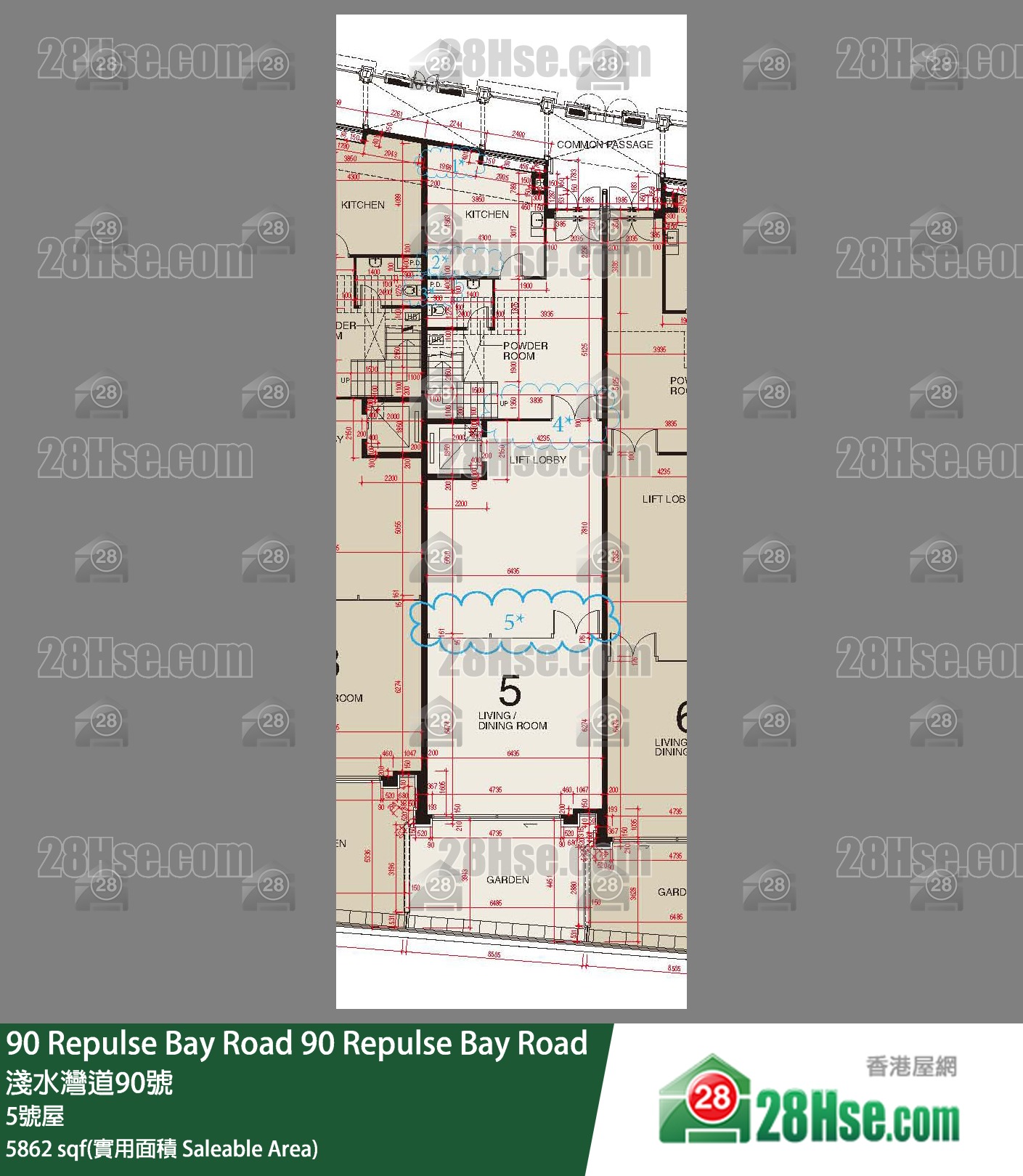 90 Repulse Bay Road 独立屋5号屋 平面图