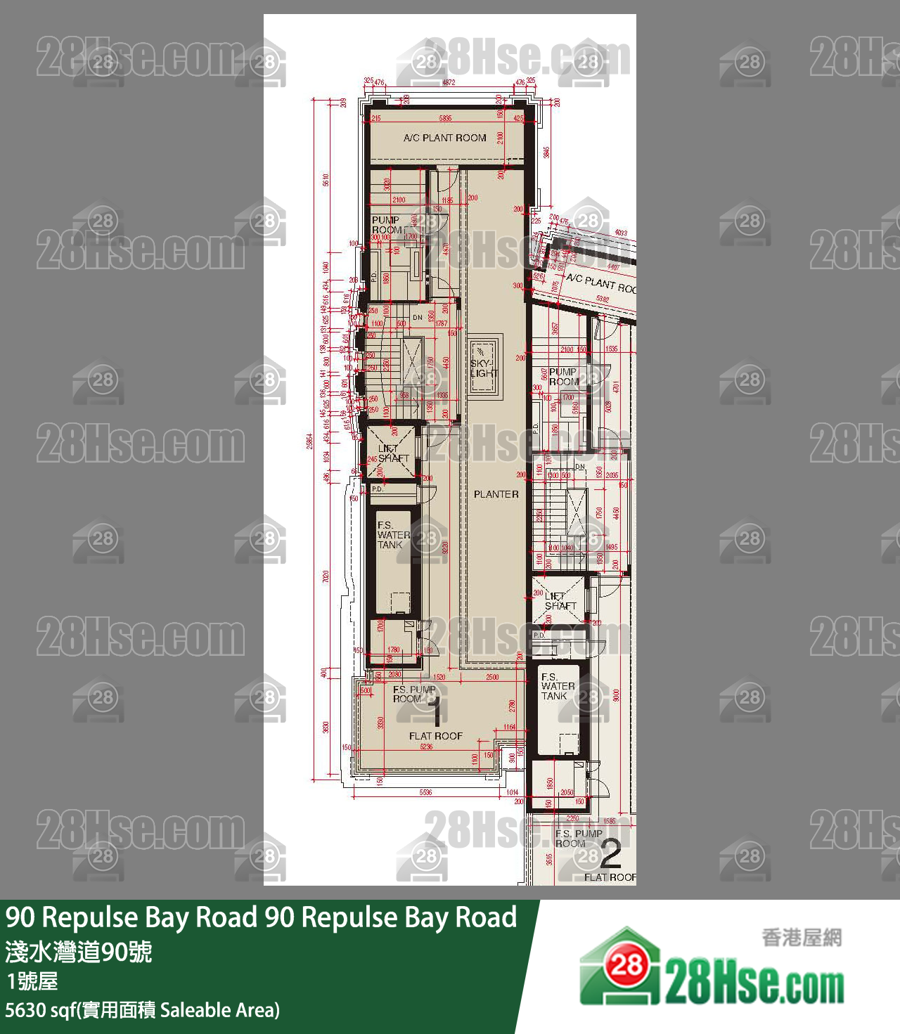 90 Repulse Bay Road 獨立屋1號屋 平面圖