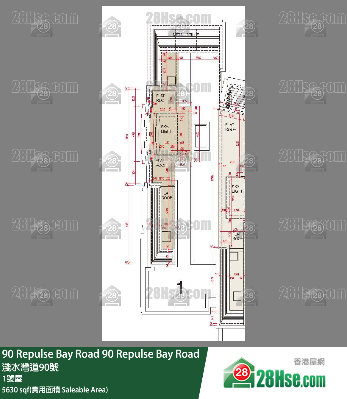 90 Repulse Bay Road 獨立屋1號屋 平面圖