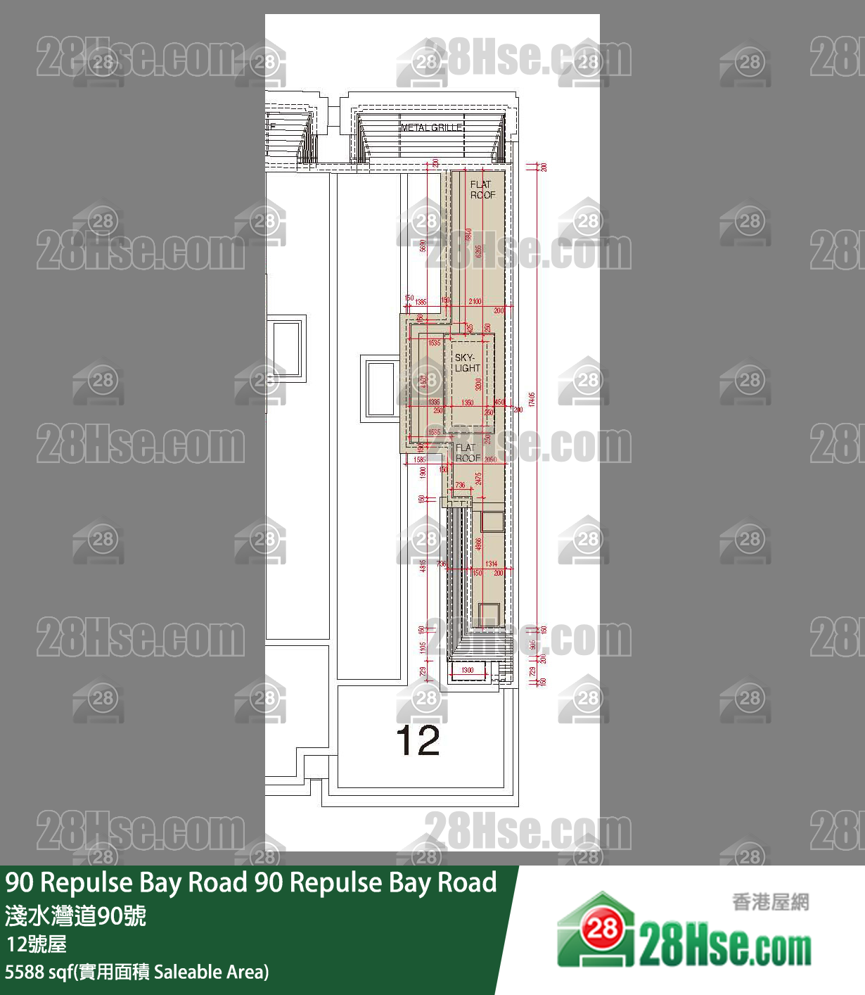 90 Repulse Bay Road 独立屋12号屋 平面图
