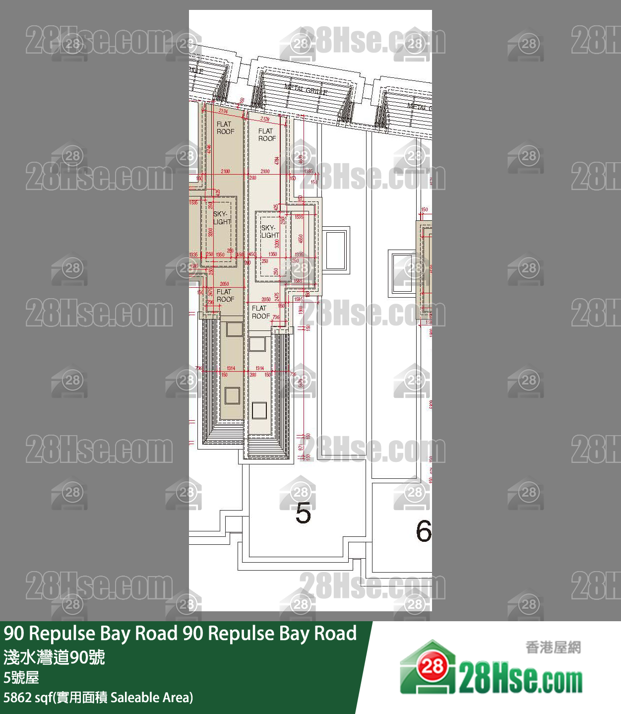 90 Repulse Bay Road 独立屋5号屋 平面图