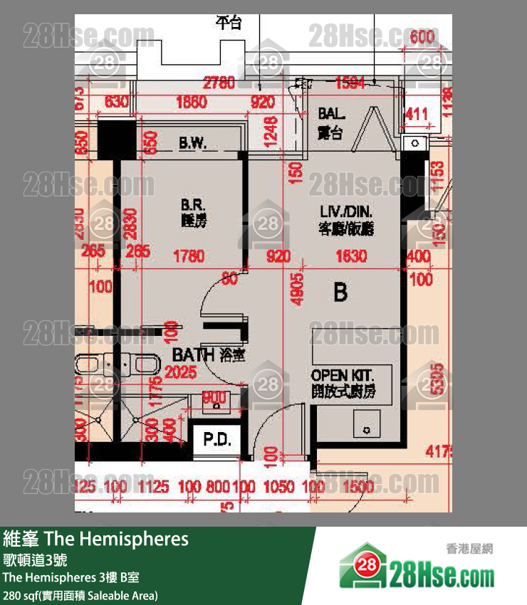 維峯 The Hemispheres 3樓 B室 平面圖