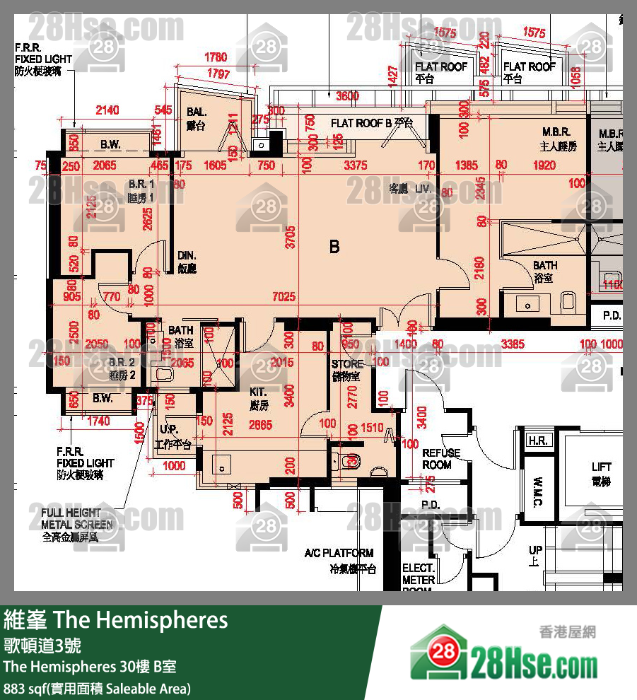 維峯 The Hemispheres30樓 B室 平面圖