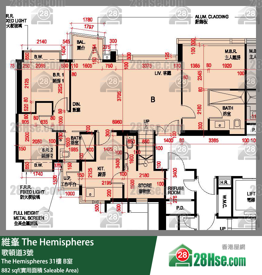 維峯 The Hemispheres31樓 B室 平面圖