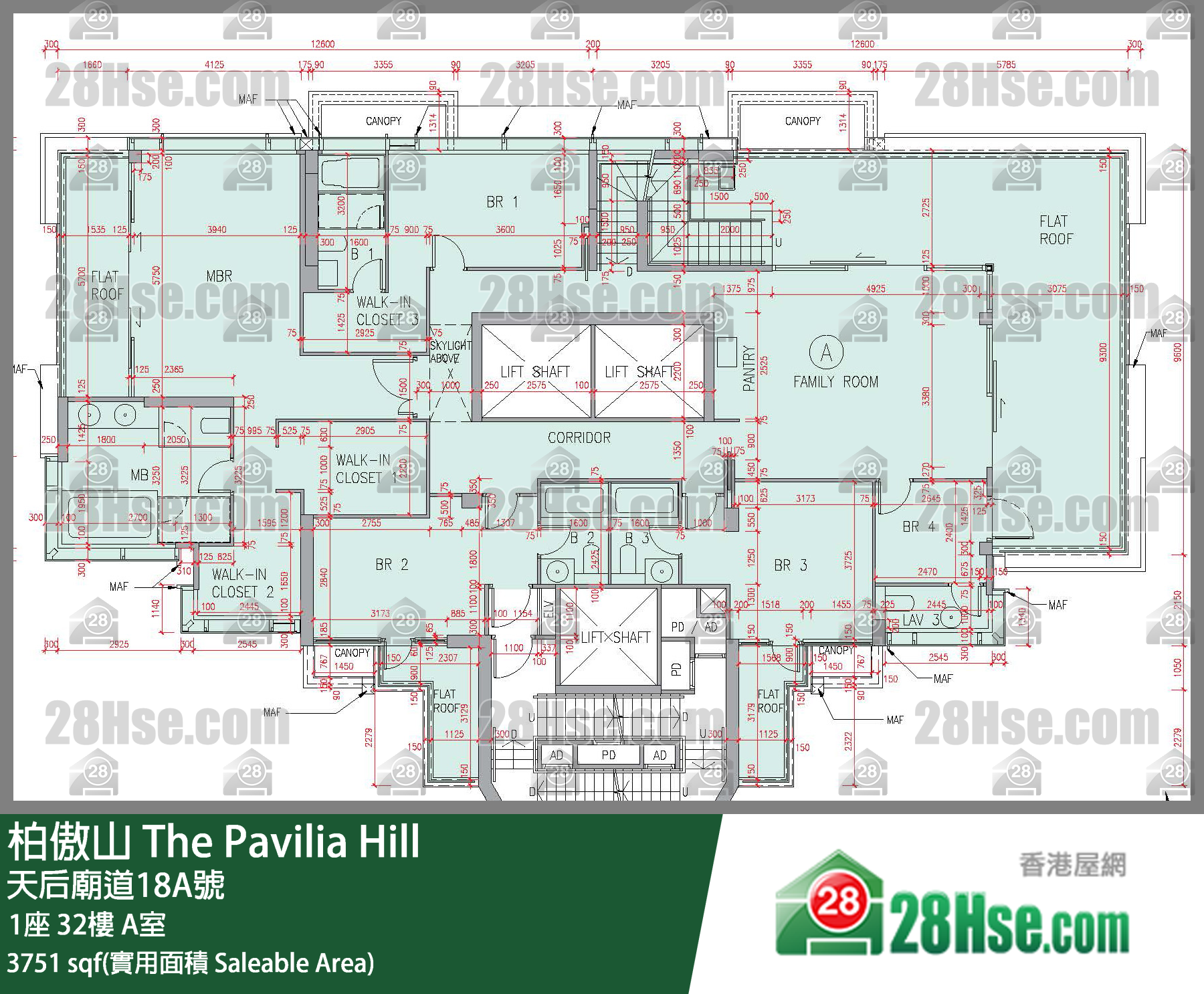 柏傲山 1座 32樓 A室 平面圖