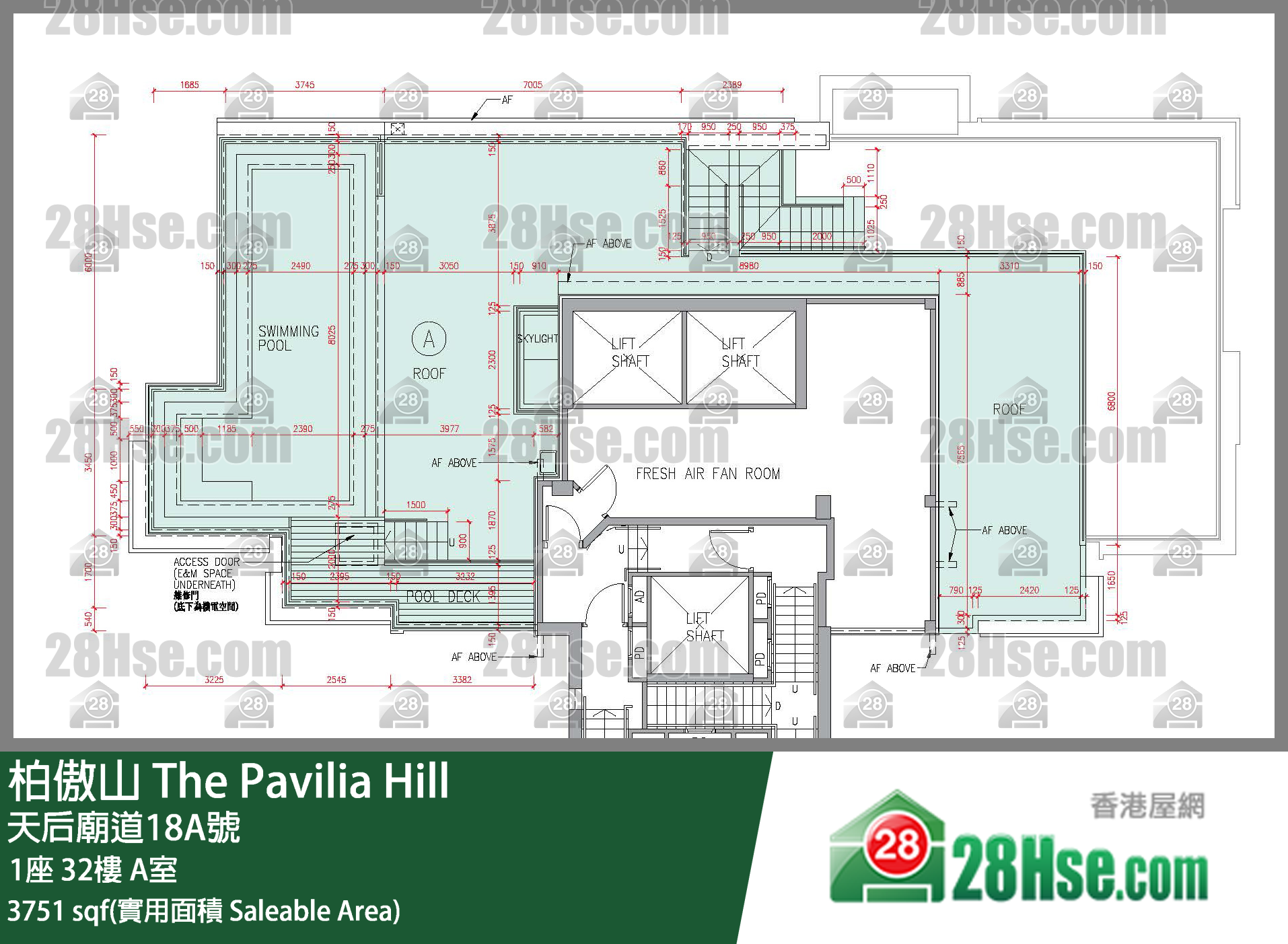 柏傲山 1座 32樓 A室 平面圖