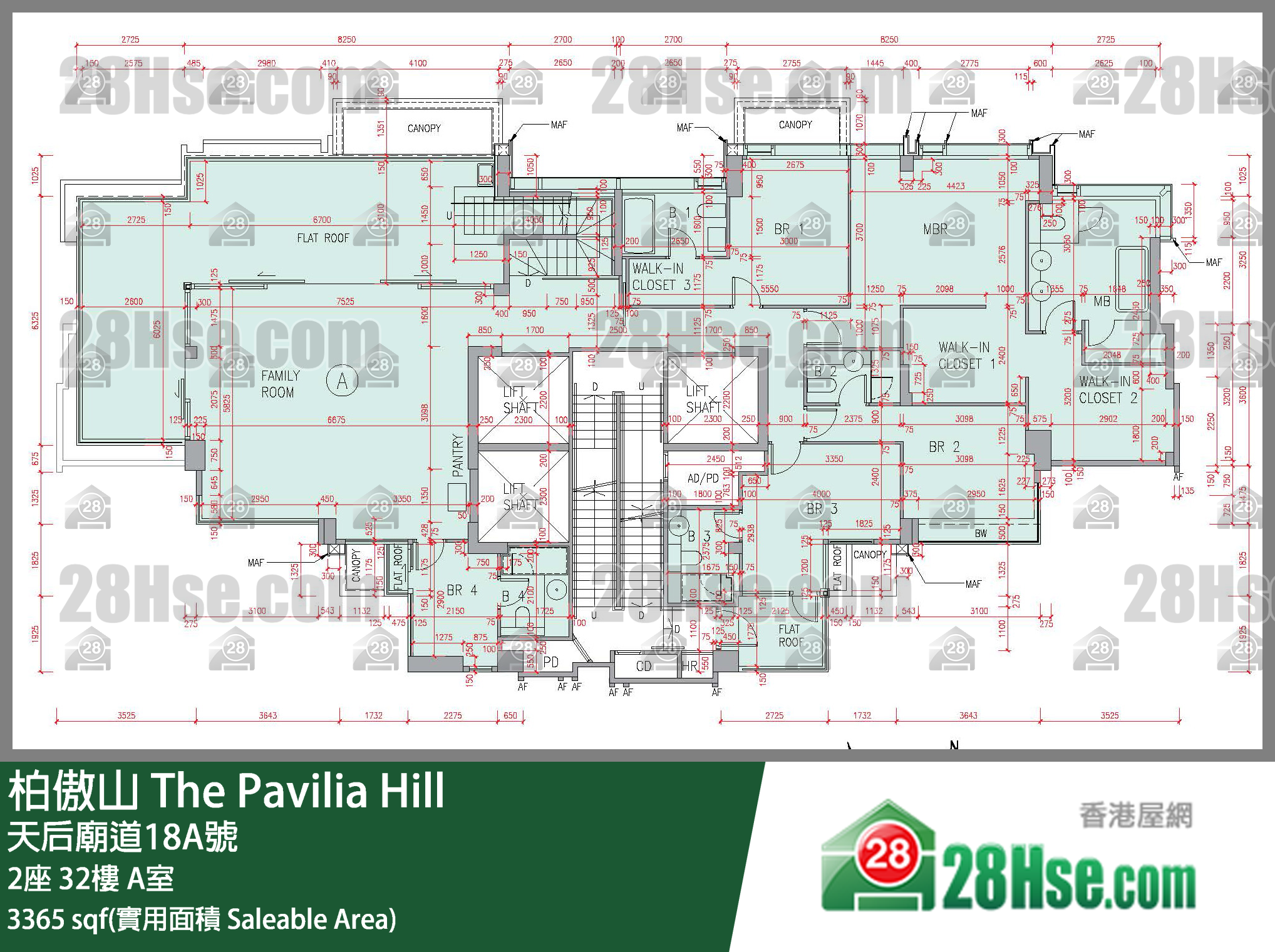 柏傲山 2座 32樓 A室 平面圖
