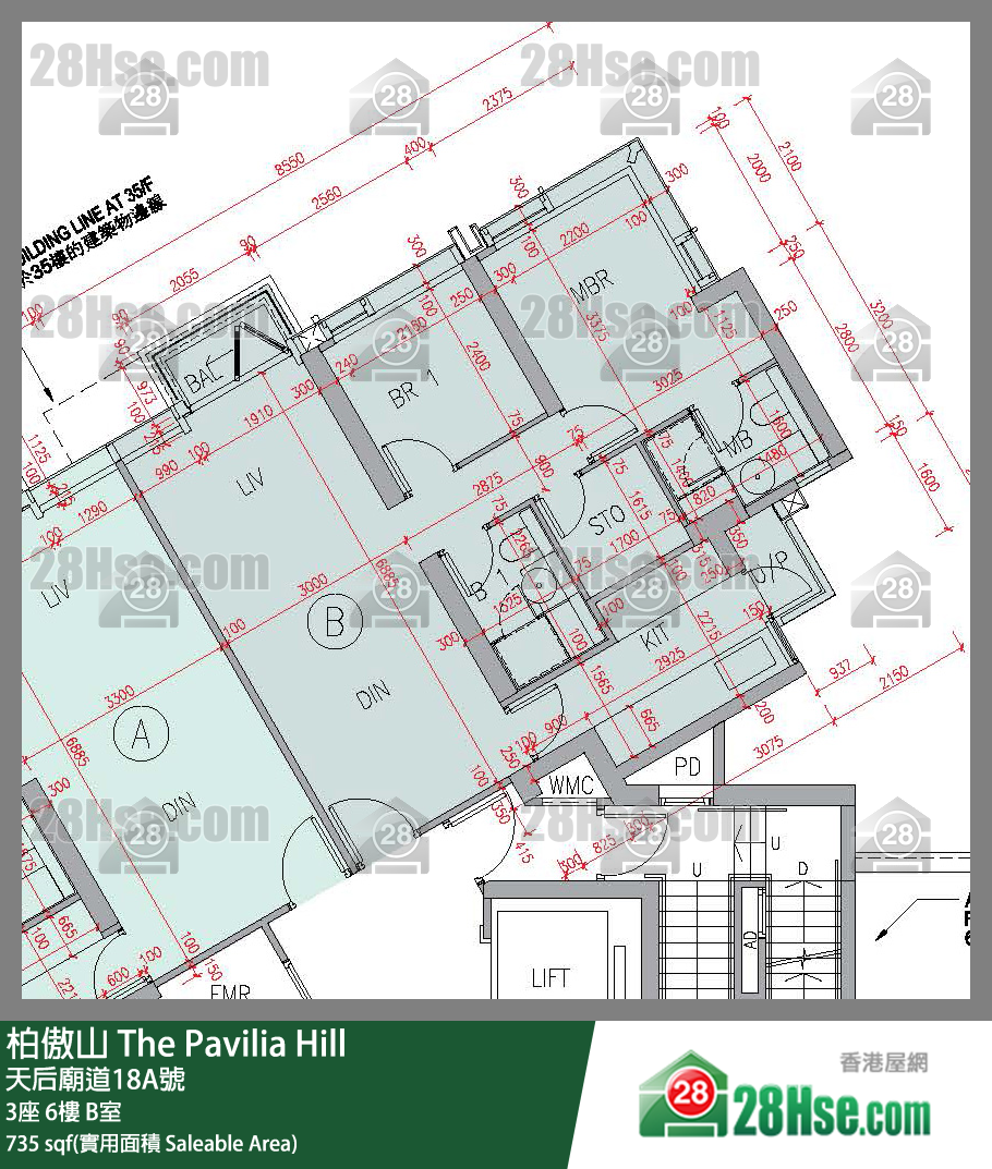 柏傲山 3座6樓 B室 平面圖