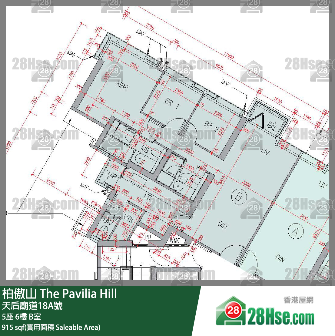 柏傲山 5座6樓 B室 平面圖