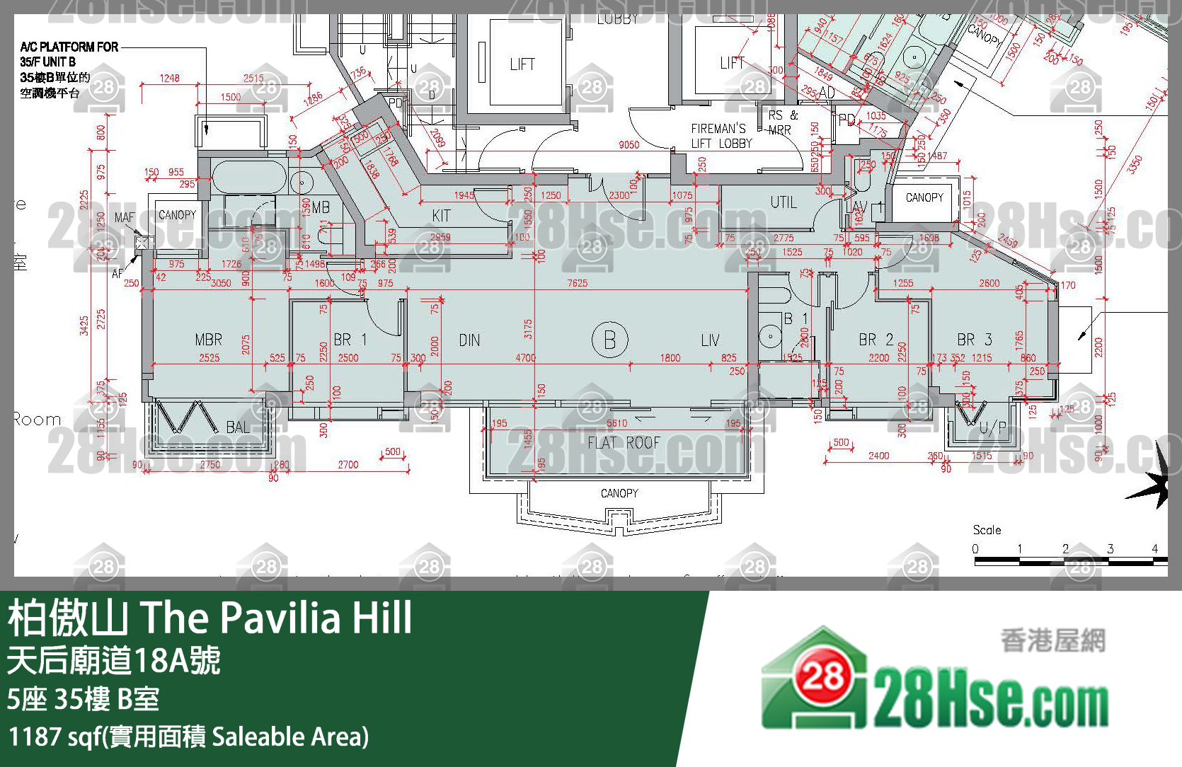 柏傲山 5座 35樓 B室 平面圖
