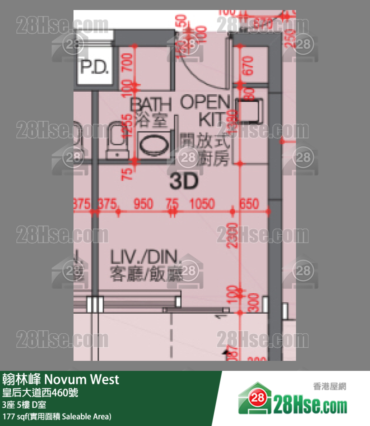 翰林峰 3座 5樓 D室 平面圖