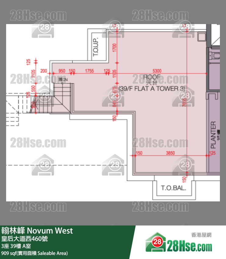 翰林峰 3座 39樓 A室 平面圖