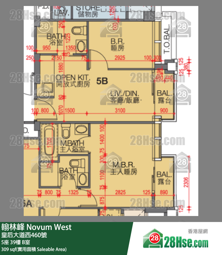 翰林峰 5座 39樓 B室 平面圖