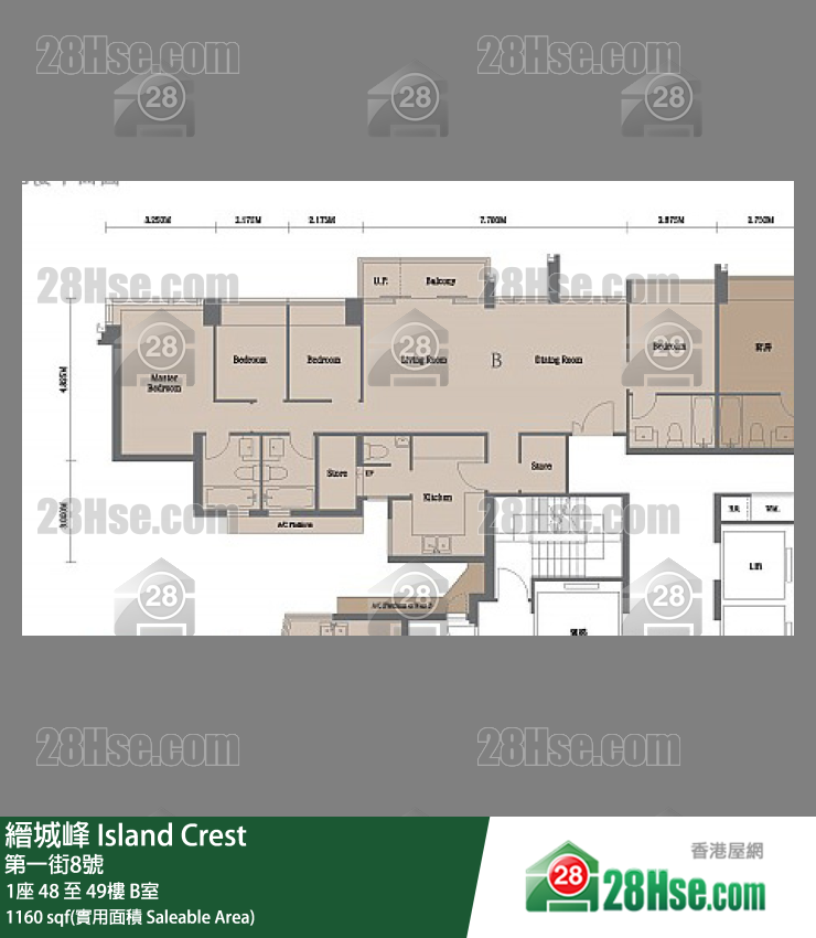 縉城峰 1座49樓 B室 平面圖
