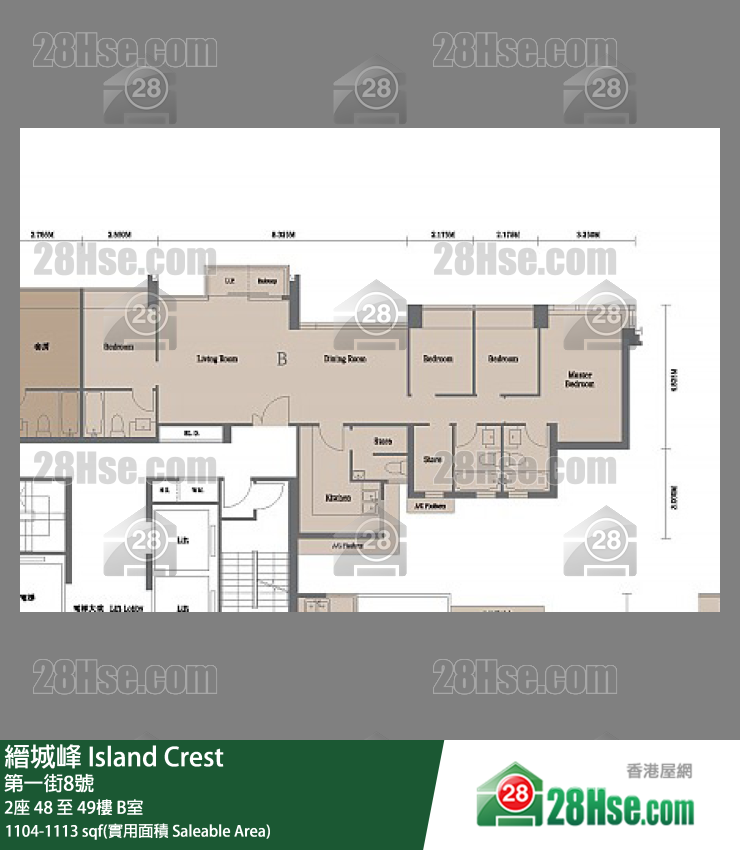 縉城峰 2座 48樓 B室 平面圖