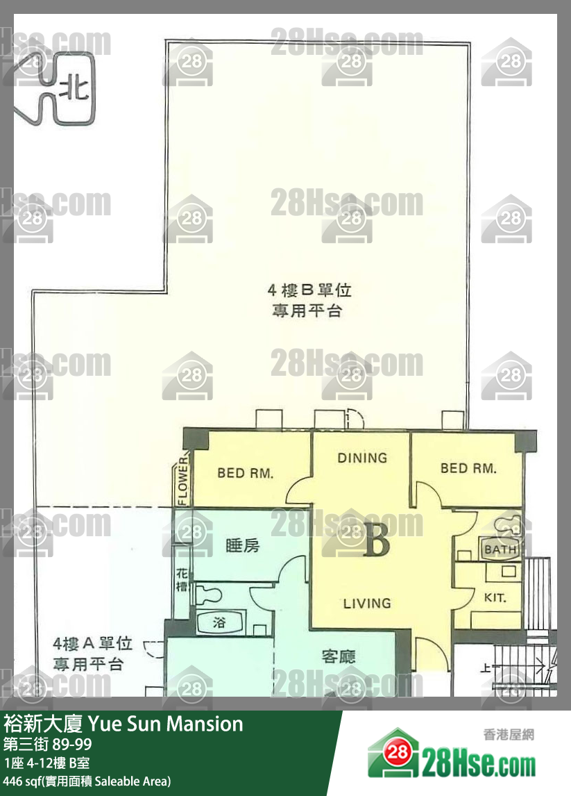 裕新大廈 1座 4樓 B室 平面圖