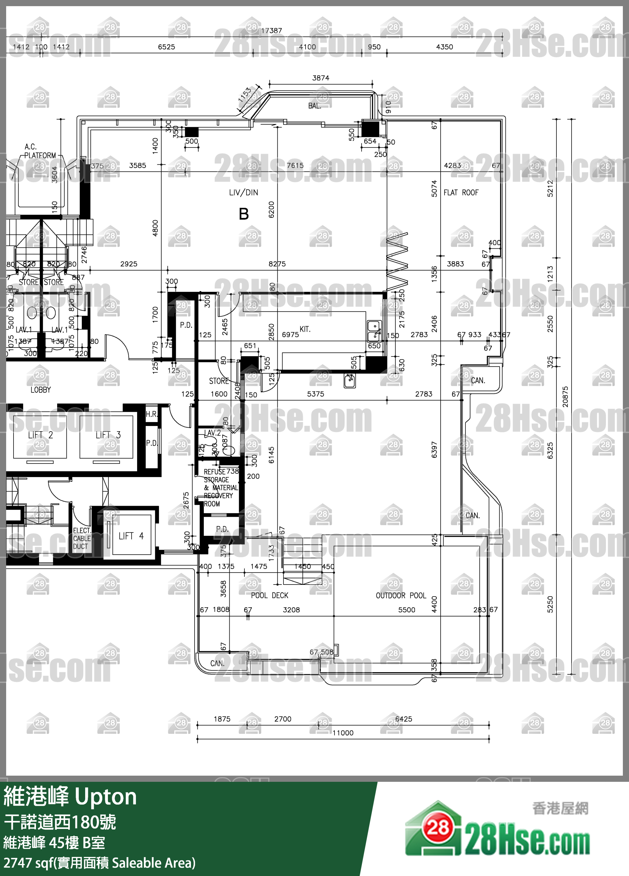 Upton,  Flat B, 45/f, Upton FloorPlan