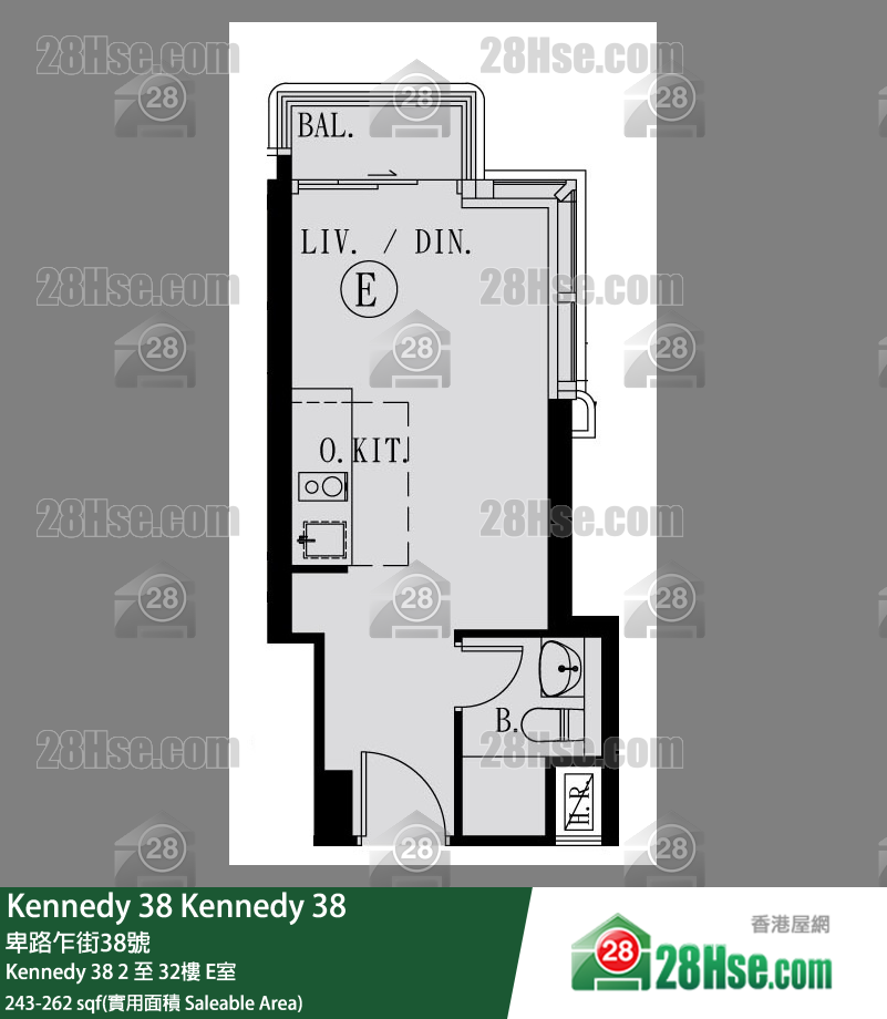 Kennedy 38 單位平面圖(由 28Hse 提供)
