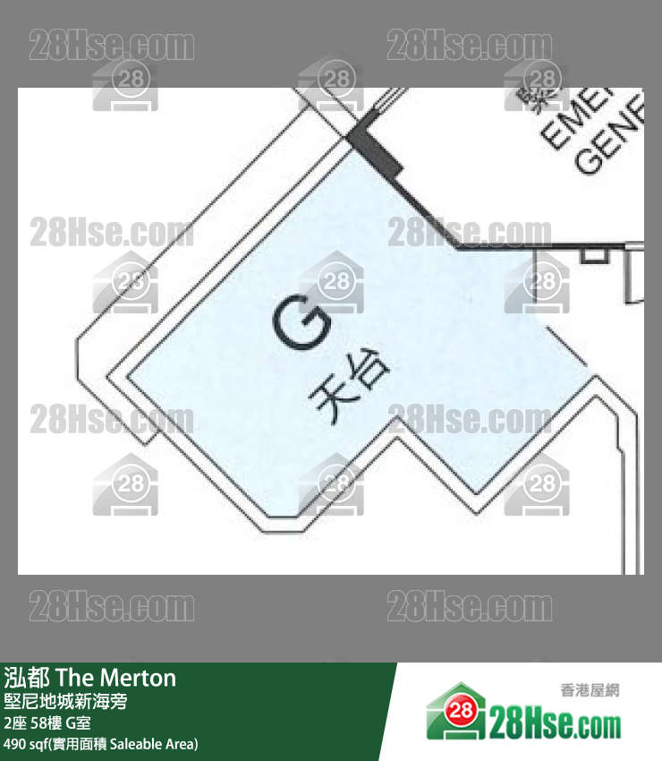 泓都 2座58樓 G室 平面圖