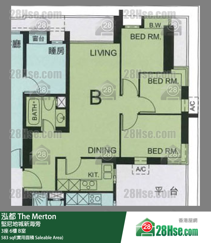 泓都 3座6樓 B室 平面圖