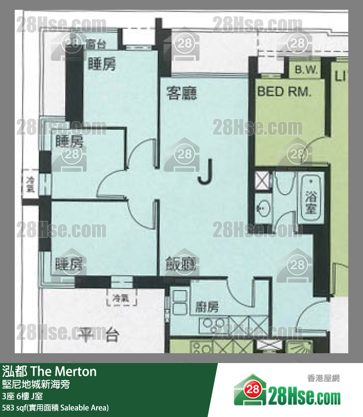泓都 3座6樓 J室 平面圖